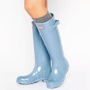 Hunter Original Tall Gloss Pale Blue Wellington Boots